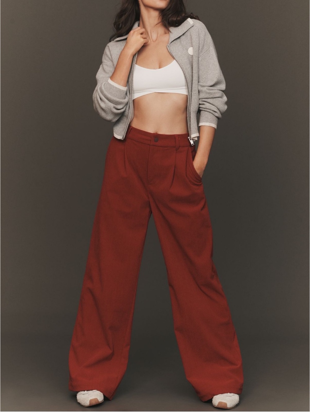 Varley Floris Wide Leg 29.5” Corduroy Pant size Large Red Dahlia - Anthropologie